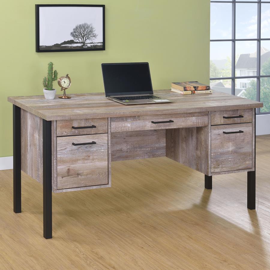 Samson 60-inch 4-drawer Office Computer Desk Weathered Oak view 2