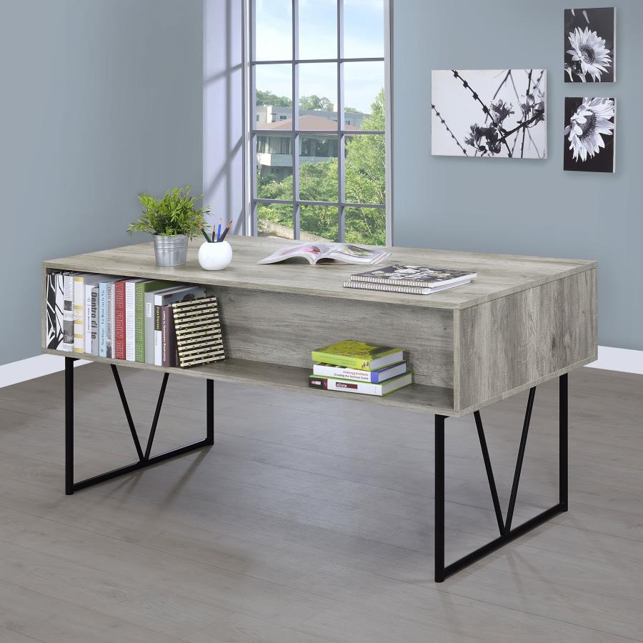 Analiese 63-inch 4-drawer Writing Desk Grey Driftwood view 3