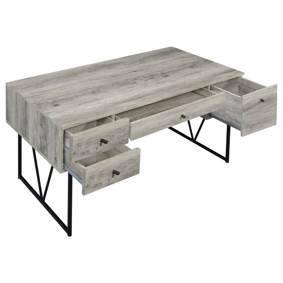 Analiese 63-inch 4-drawer Writing Desk Grey Driftwood view 4