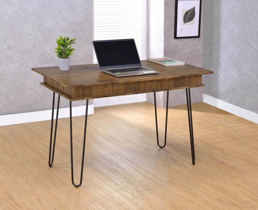Sheeran 47-inch Writing Desk with Storage Rustic Amber view 2