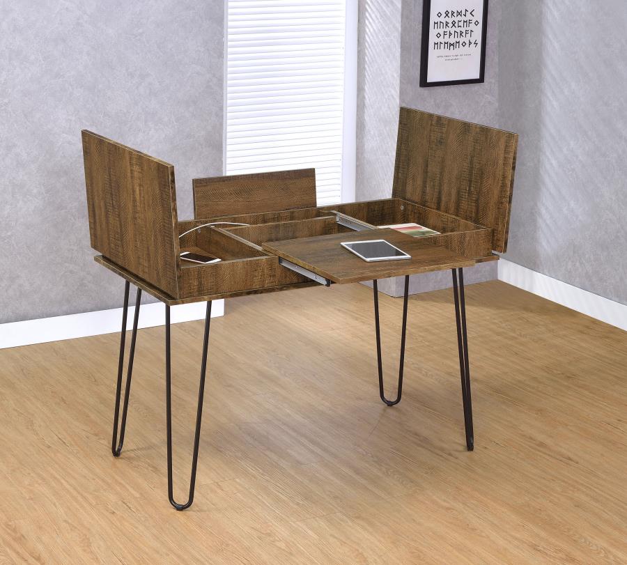 Sheeran 47-inch Writing Desk with Storage Rustic Amber view 2