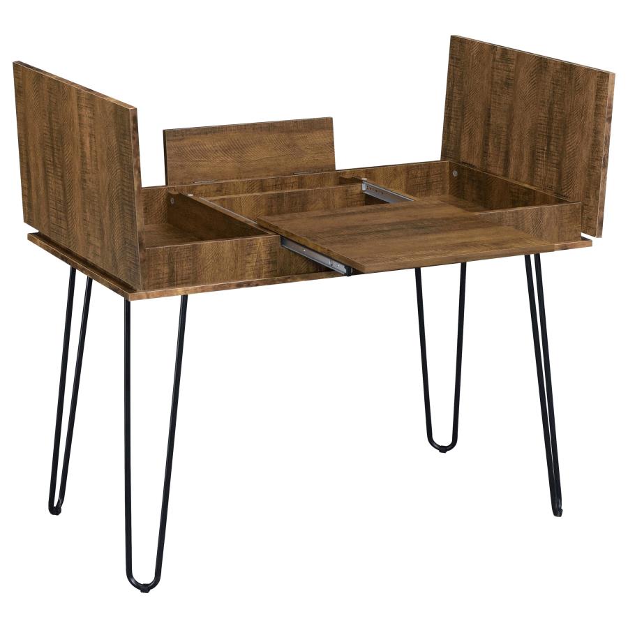 Sheeran 47-inch Writing Desk with Storage Rustic Amber view 3