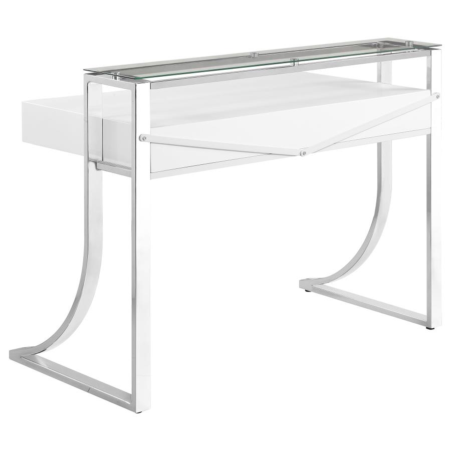 Gemma 48-inch 2-drawer Writing Desk White High Gloss view 6