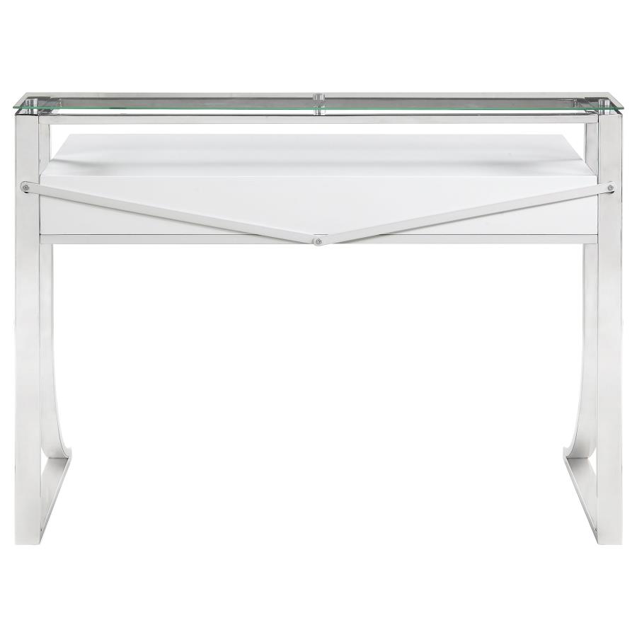 Gemma 48-inch 2-drawer Writing Desk White High Gloss view 7