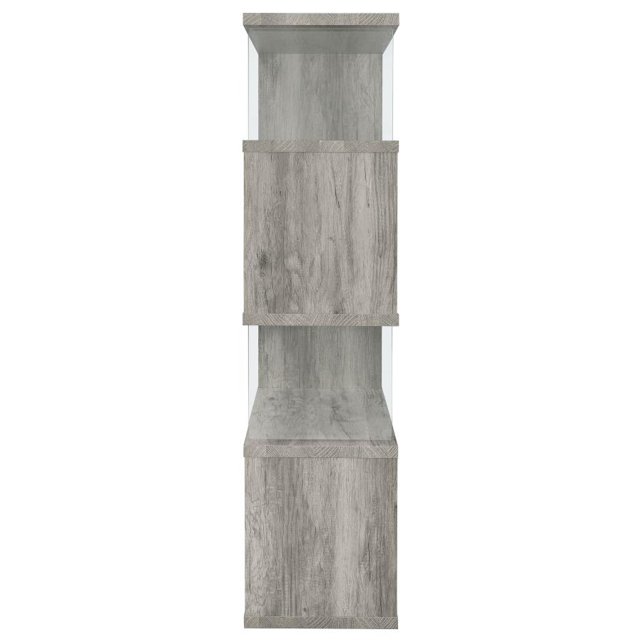 Emelle 63-inch 4-shelf Glass Panel Bookshelf Grey Driftwood view 5