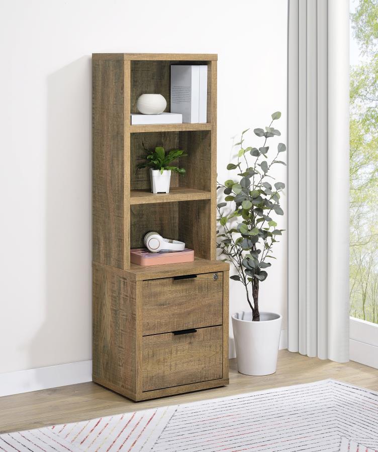 Westpark 3-shelf Bookcase USB and Lockable Drawer Mango view 2