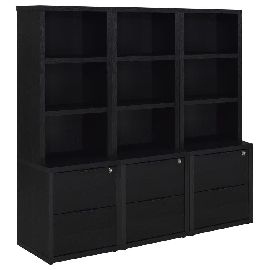 Westpark 3-piece Wall Unit Bookcase Set with USB Black view 2