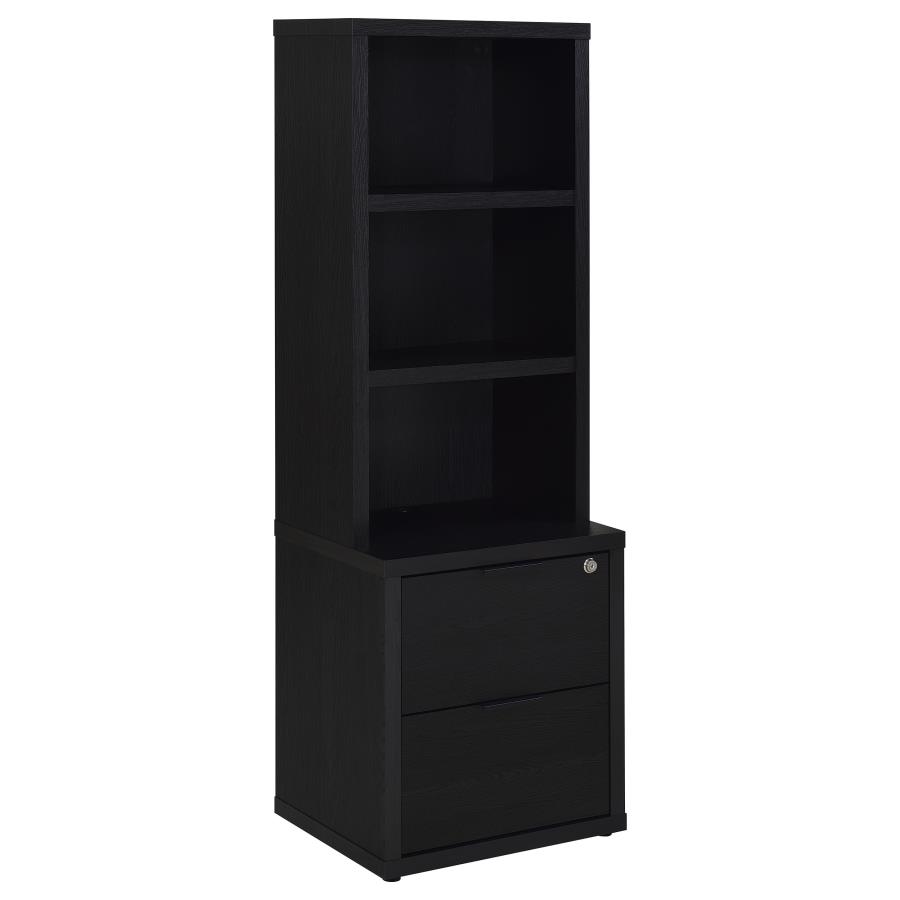 Westpark 3-shelf Bookcase USB and Lockable Drawer Black