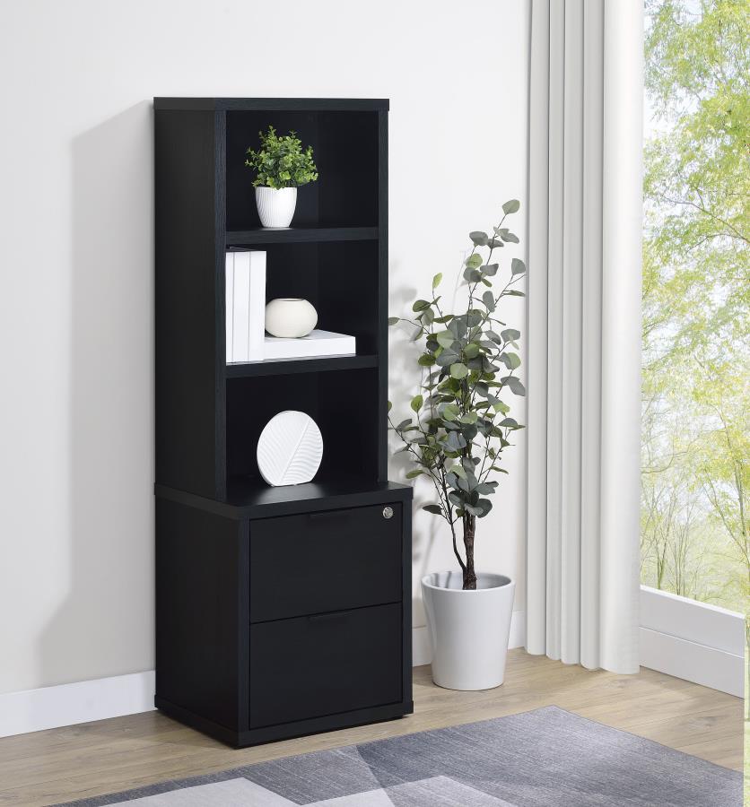 Westpark 3-shelf Bookcase USB and Lockable Drawer Black view 2