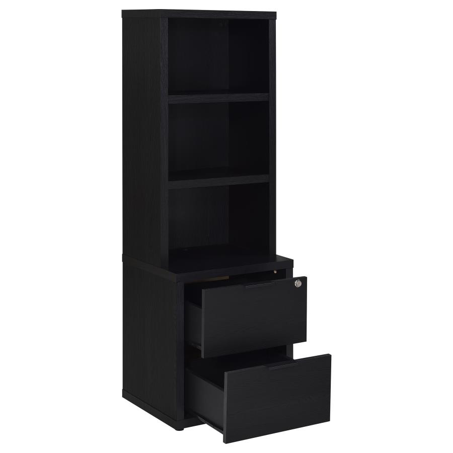 Westpark 3-shelf Bookcase USB and Lockable Drawer Black view 3