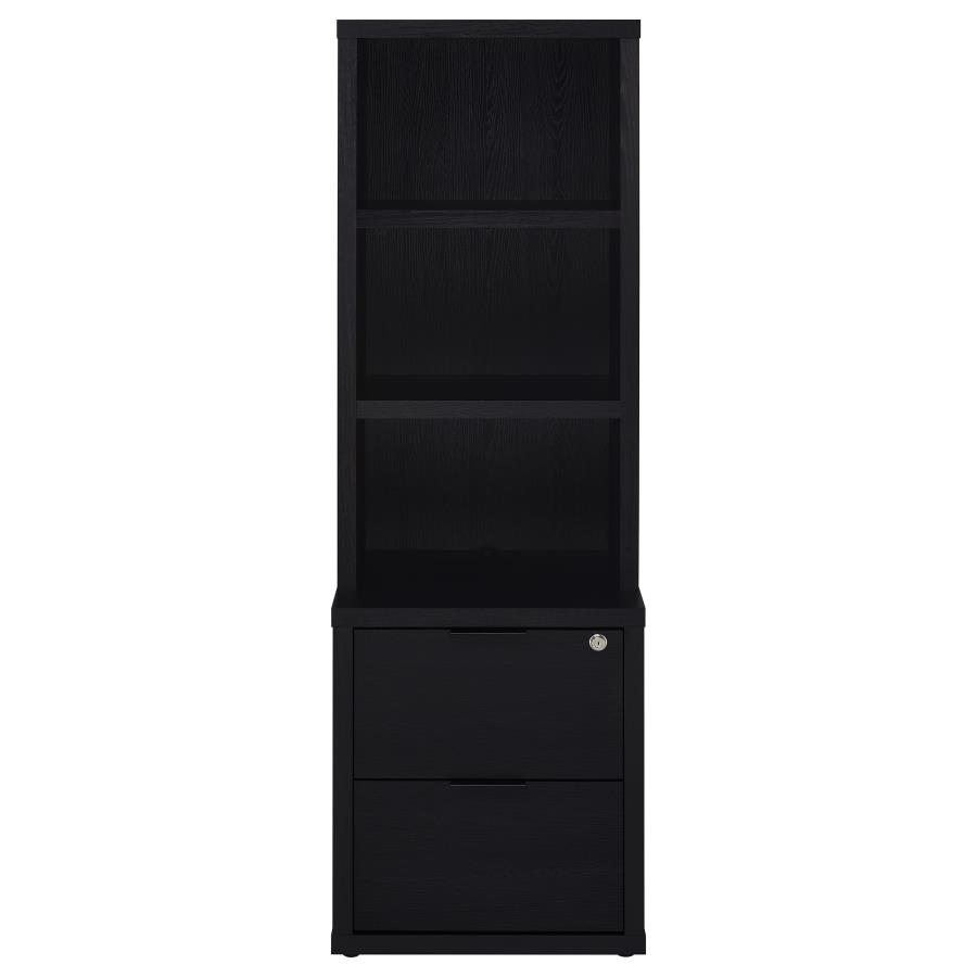 Westpark 3-shelf Bookcase USB and Lockable Drawer Black view 4