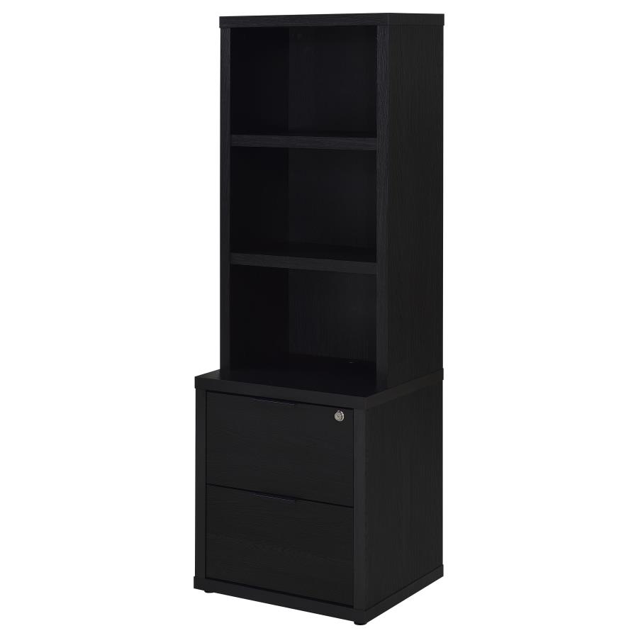 Westpark 3-shelf Bookcase USB and Lockable Drawer Black view 5