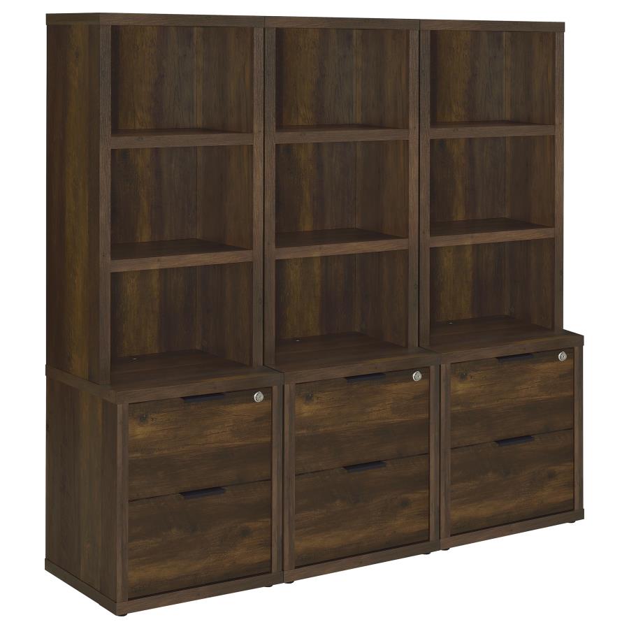 Westpark 3-piece Wall Unit Bookcase Set with USB Dark Pine view 2