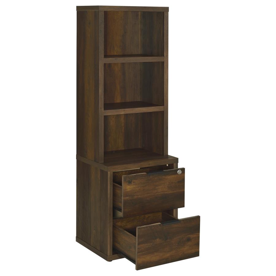 Westpark 3-shelf Bookcase USB and Lockable Drawer Dark Pine view 3