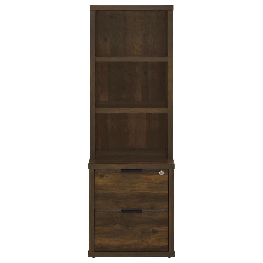 Westpark 3-shelf Bookcase USB and Lockable Drawer Dark Pine view 4