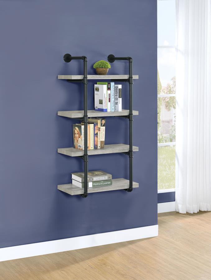 Elmcrest 24-inch 4-shelf Wall Bookshelf Grey Driftwood view 2