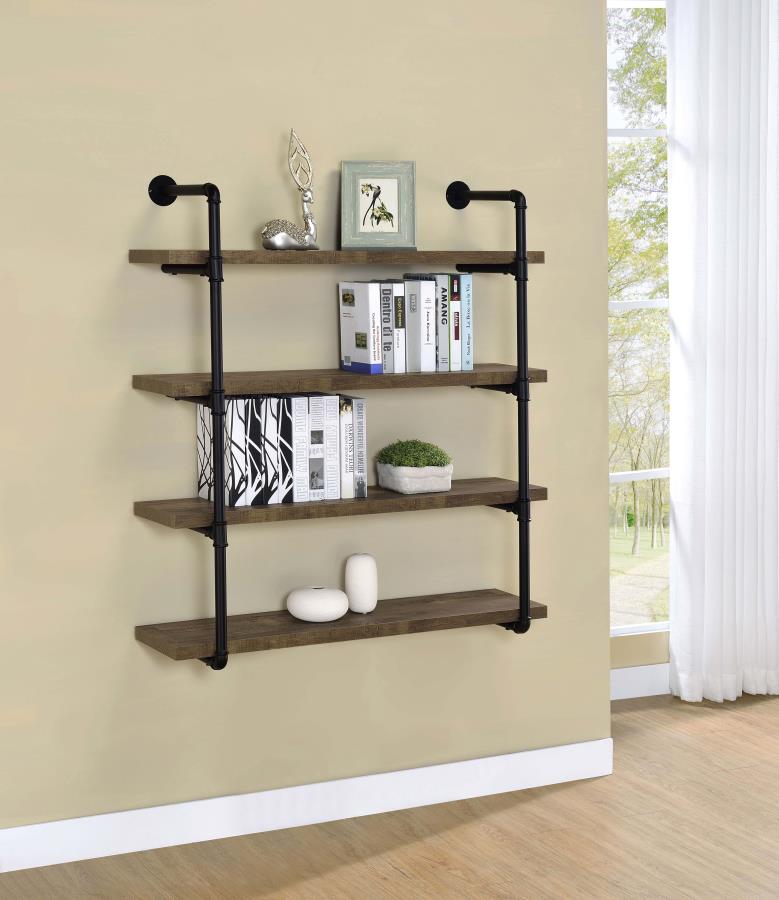 Elmcrest 39-inch 4-shelf Wall Bookshelf Rustic Oak view 2