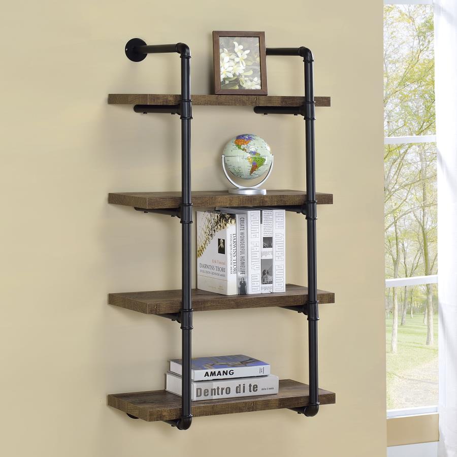 Elmcrest 24-inch 4-shelf Wall Bookshelf Rustic Oak view 2