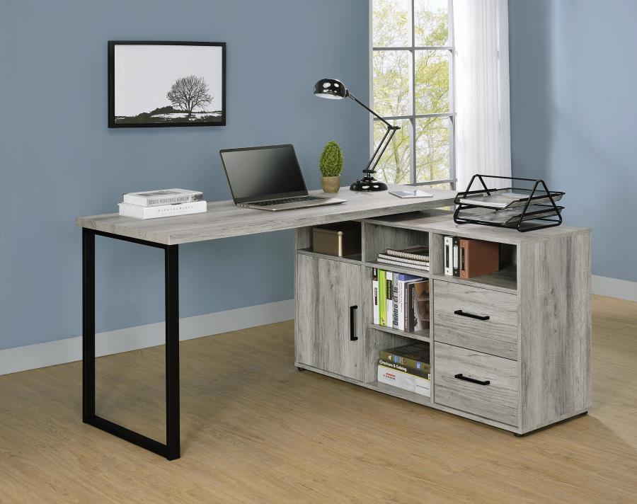 Hertford 59-inch L-Shape Computer Desk Grey Driftwood view 2
