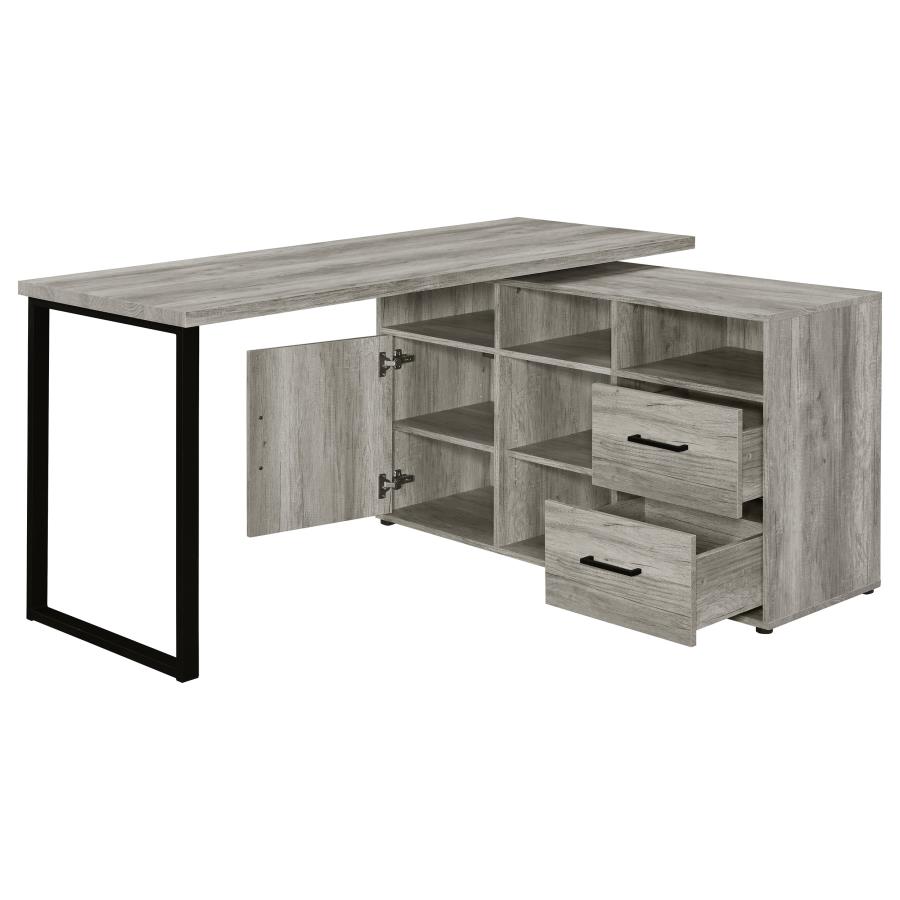 Hertford 59-inch L-Shape Computer Desk Grey Driftwood view 3