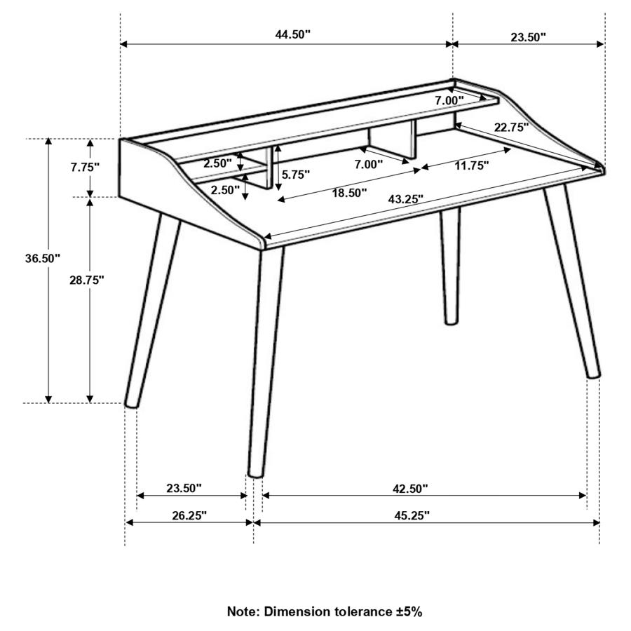 Percy 45-inch 4-compartment Writing Desk Grey view 5