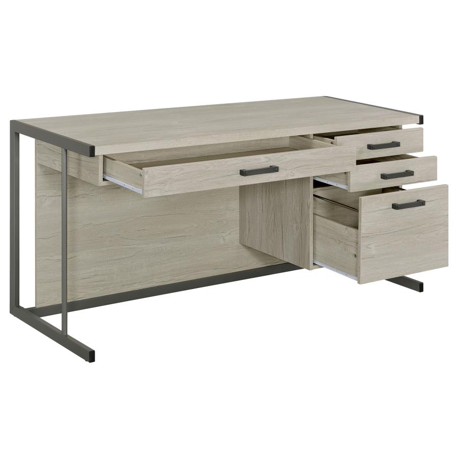 Loomis 60-inch 4-drawer Computer Desk Whitewashed Grey view 3
