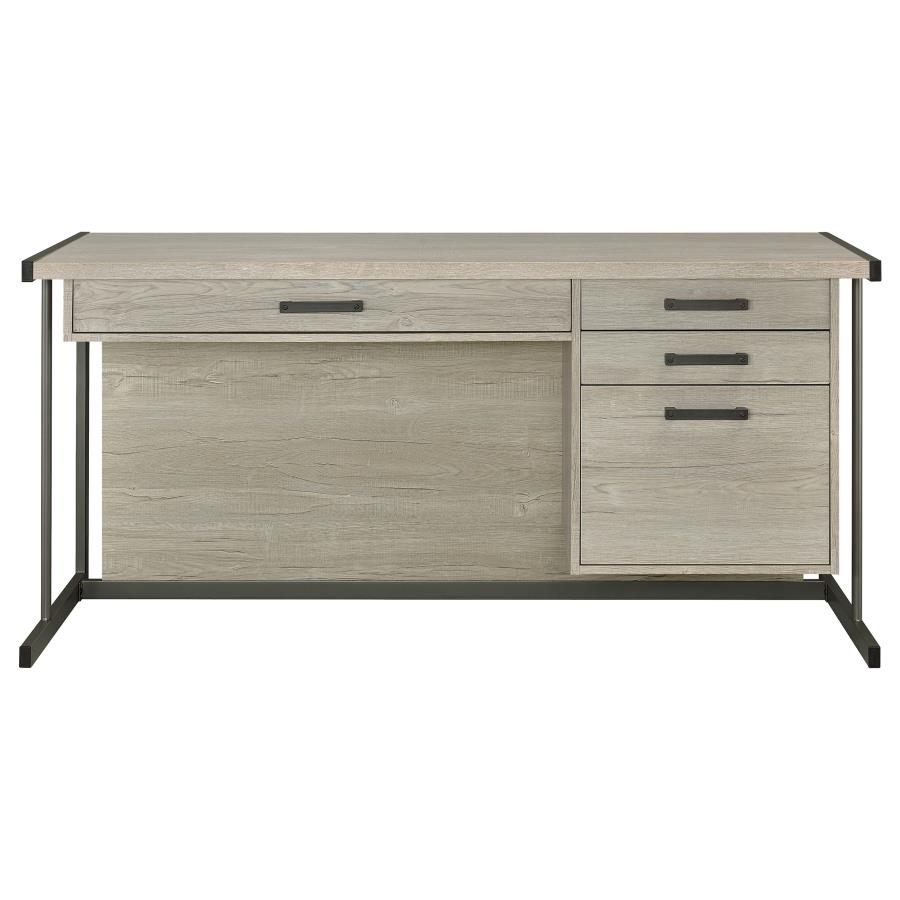 Loomis 60-inch 4-drawer Computer Desk Whitewashed Grey view 4