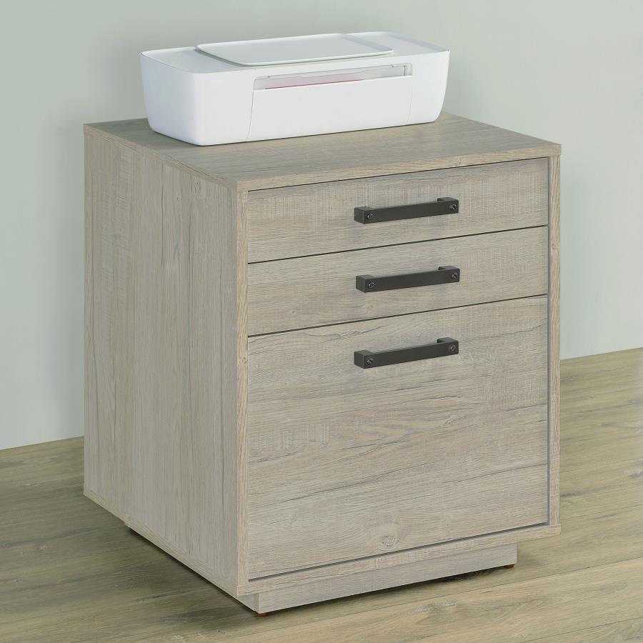 Loomis 3-drawer Home Office File Cabinet Whitewashed Grey view 2