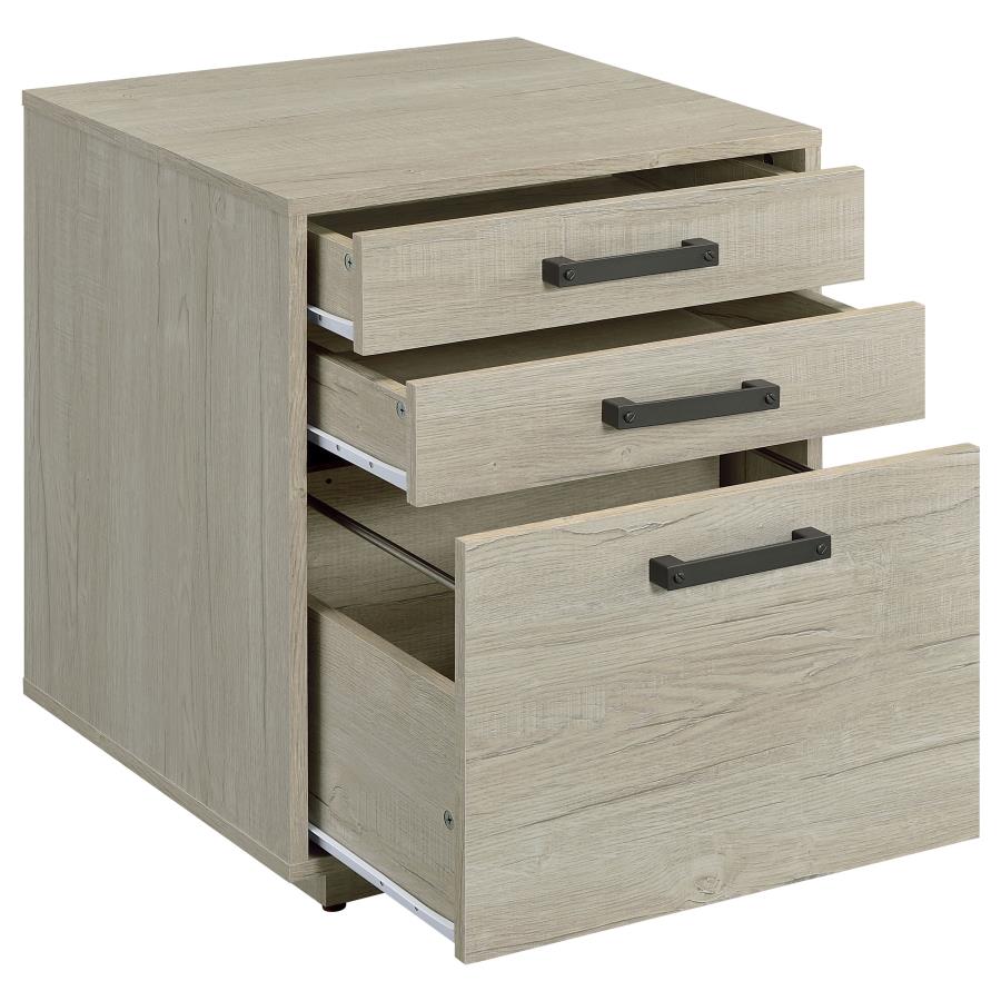 Loomis 3-drawer Home Office File Cabinet Whitewashed Grey view 3