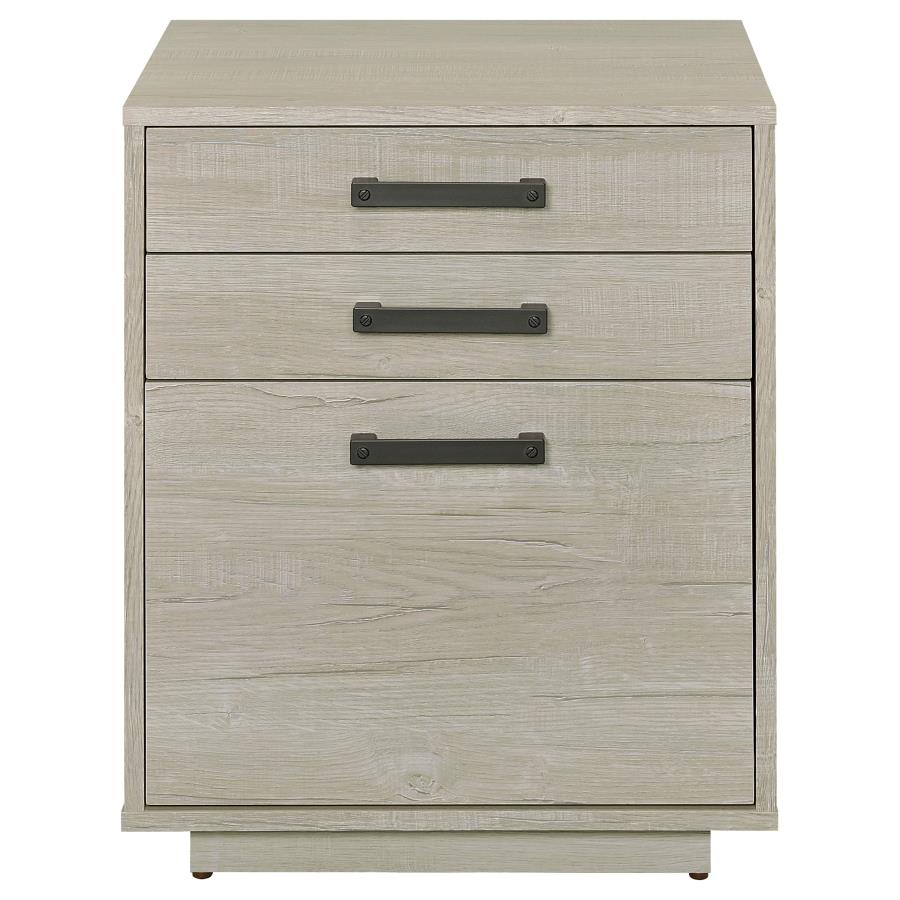 Loomis 3-drawer Home Office File Cabinet Whitewashed Grey view 4