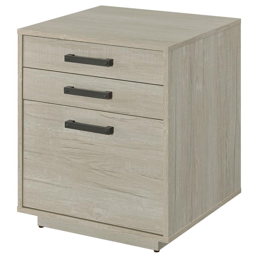 Loomis 3-drawer Home Office File Cabinet Whitewashed Grey view 5