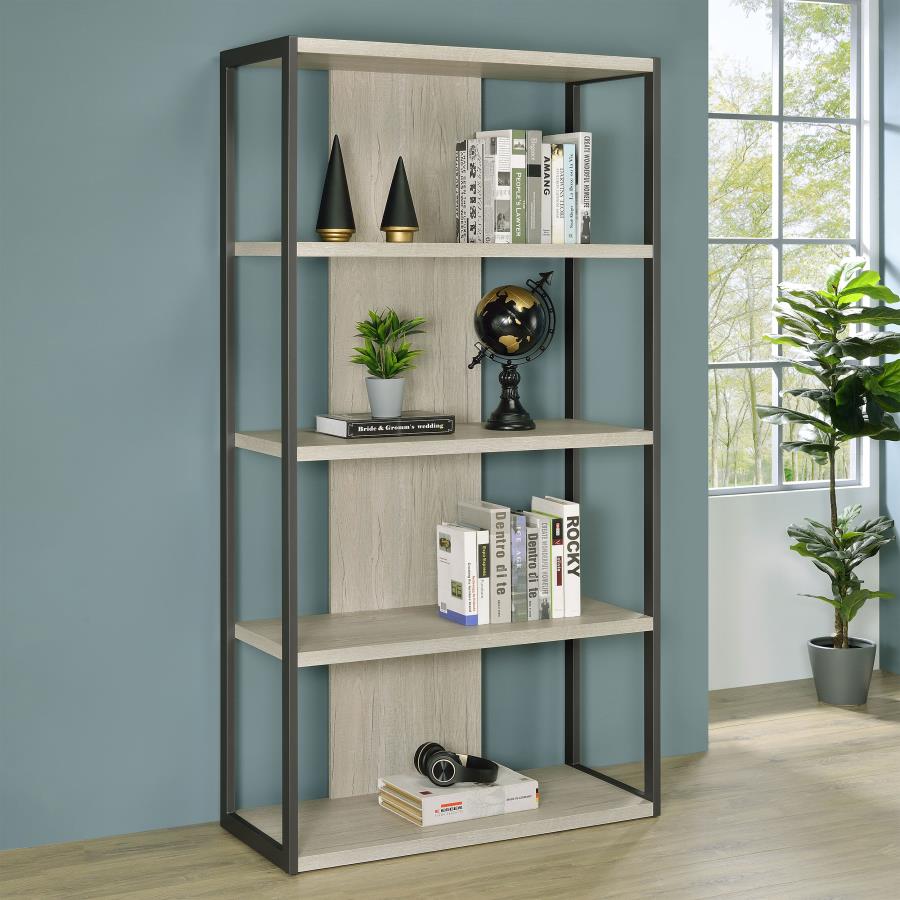 Loomis 72-inch 4-shelf Bookshelf Whitewashed Grey view 2