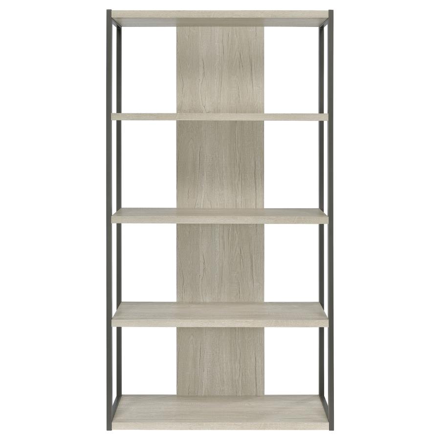 Loomis 72-inch 4-shelf Bookshelf Whitewashed Grey view 3