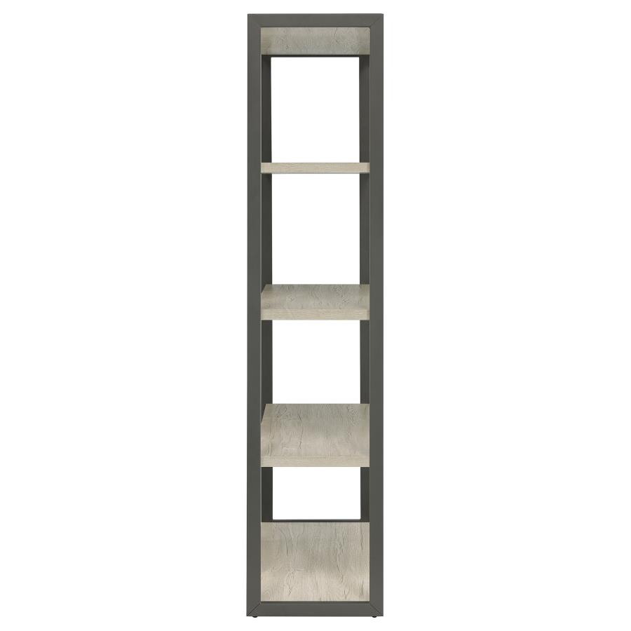 Loomis 72-inch 4-shelf Bookshelf Whitewashed Grey view 5