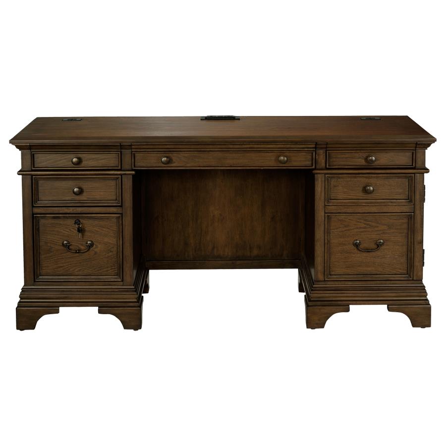 Hartshill 66-inch 5-drawer Credenza Office Desk Burnish Oak view 4