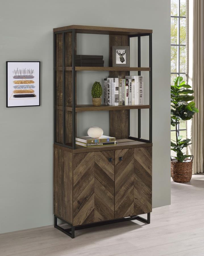 Millbrook 71-inch 2-door Storage Bookshelf Rustic Oak view 2