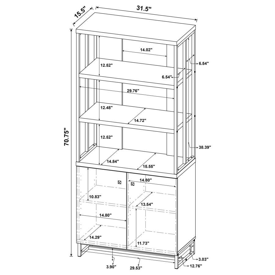 Millbrook 71-inch 2-door Storage Bookshelf Rustic Oak view 7