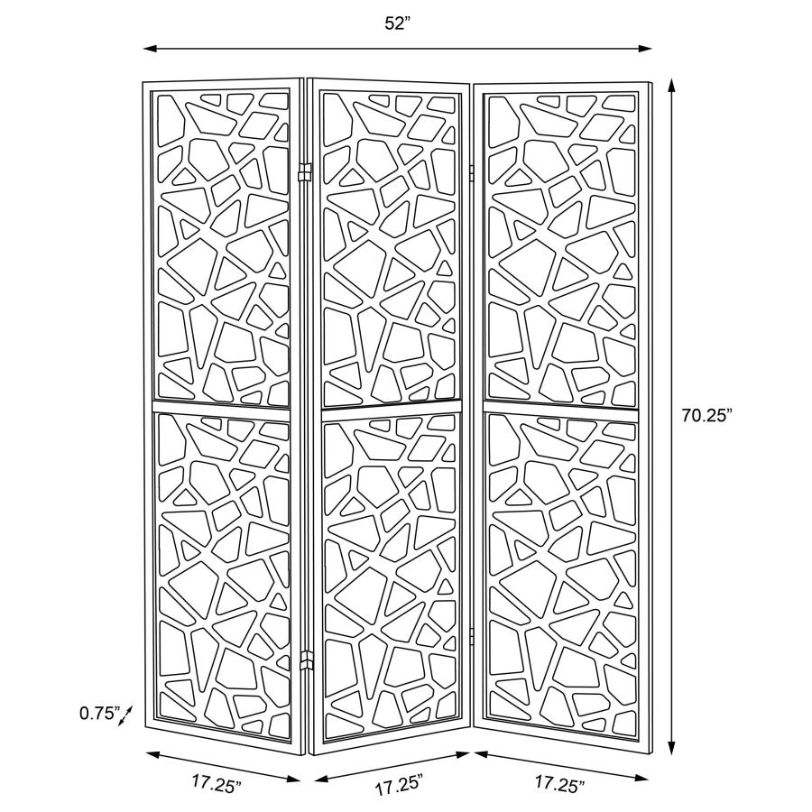 Nailan 3-Panel Room Divider Folding Screen Black Open Mosaic view 5