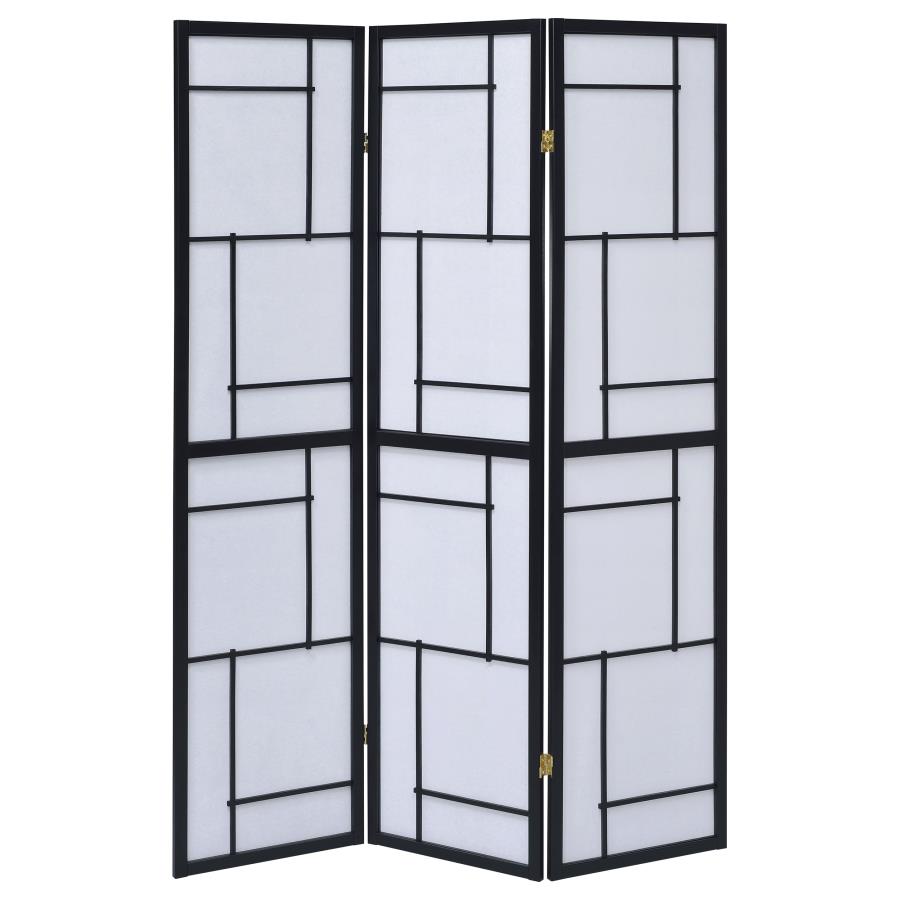 Damis 3-Panel Room Divider Folding Shoji Screen Black view 4