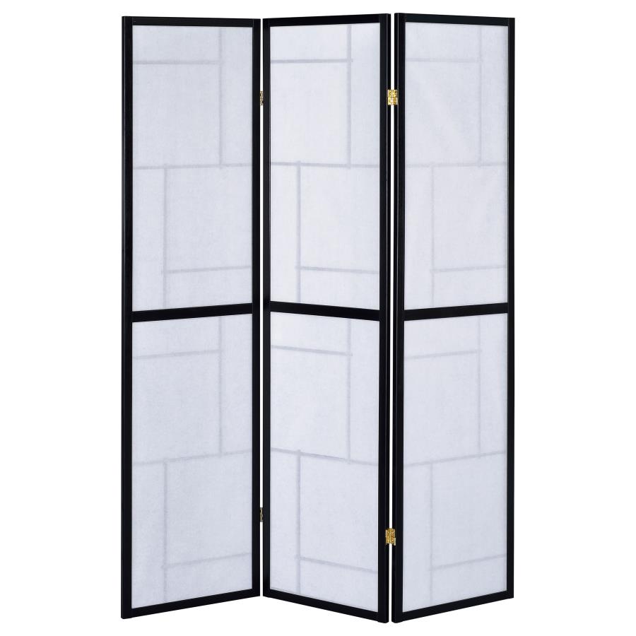 Damis 3-Panel Room Divider Folding Shoji Screen Black view 5