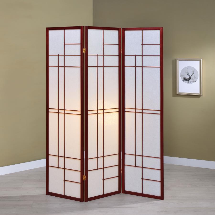 Katerina 3-Panel Room Divider Folding Shoji Screen Cherry view 2