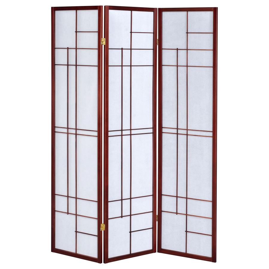 Katerina 3-Panel Room Divider Folding Shoji Screen Cherry view 3