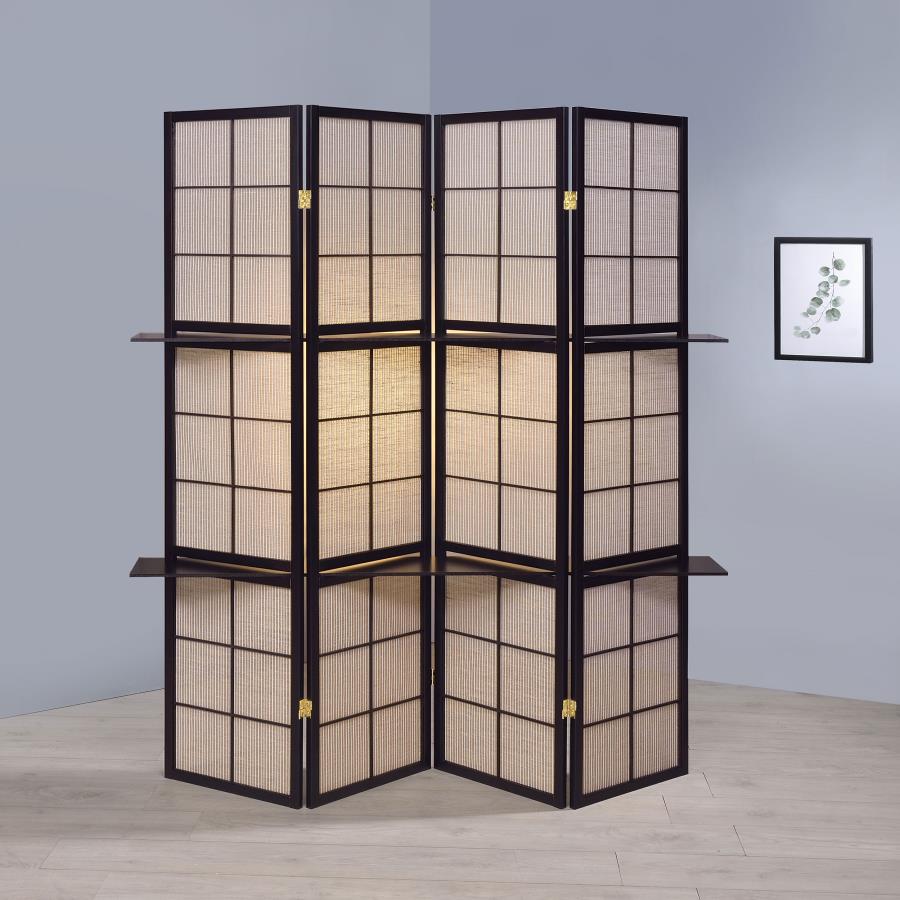 Iggy 4-Panel Room Divider Folding Shoji Screen Cappuccino view 2
