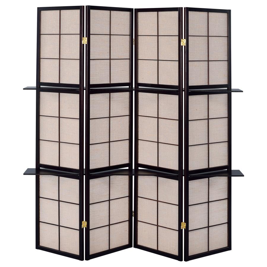 Iggy 4-Panel Room Divider Folding Shoji Screen Cappuccino view 3