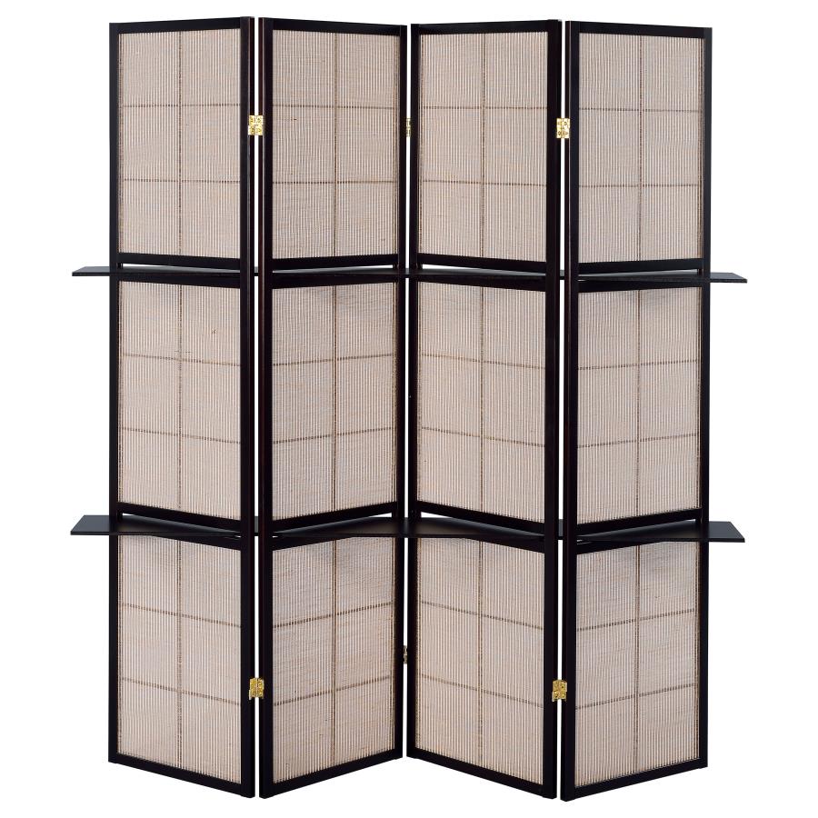 Iggy 4-Panel Room Divider Folding Shoji Screen Cappuccino view 5