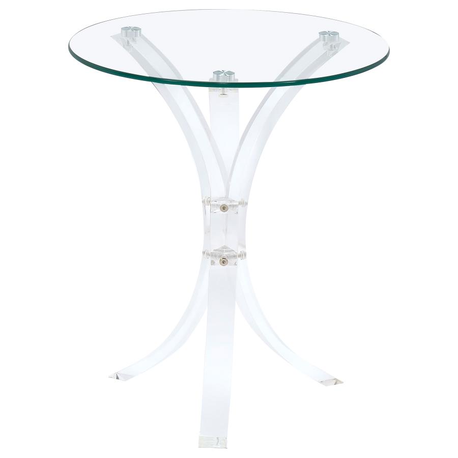 Laning Round Glass Top Acrylic Side Table Clear view 3
