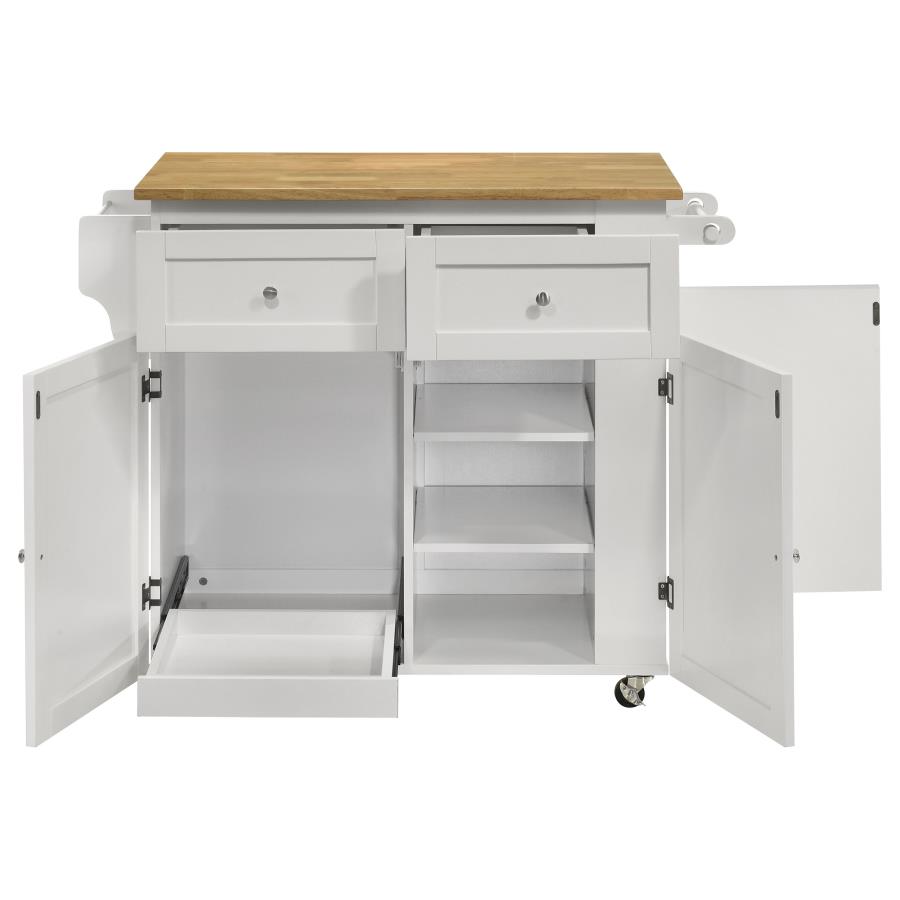 Jalen 3-door Mobile Kitchen Cart Natural Brown and White view 4
