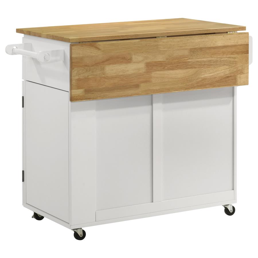 Jalen 3-door Mobile Kitchen Cart Natural Brown and White view 5