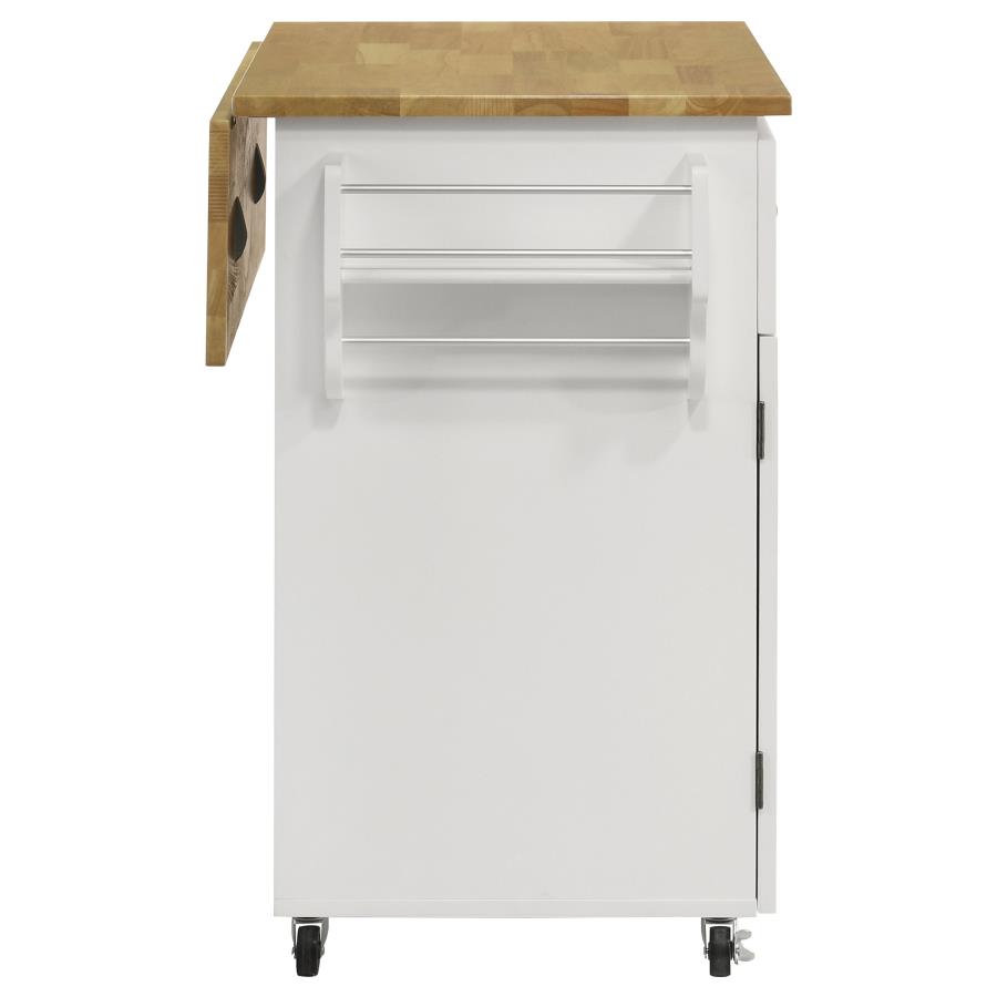 Jalen 3-door Mobile Kitchen Cart Natural Brown and White view 6