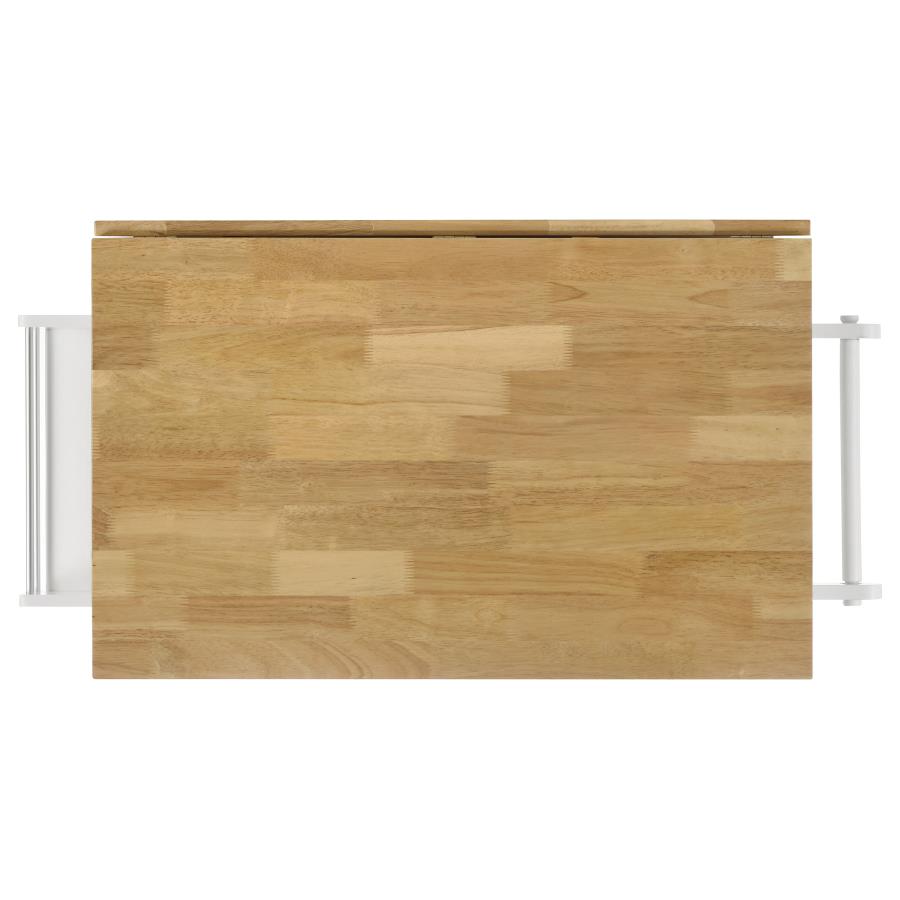 Jalen 3-door Mobile Kitchen Cart Natural Brown and White view 7